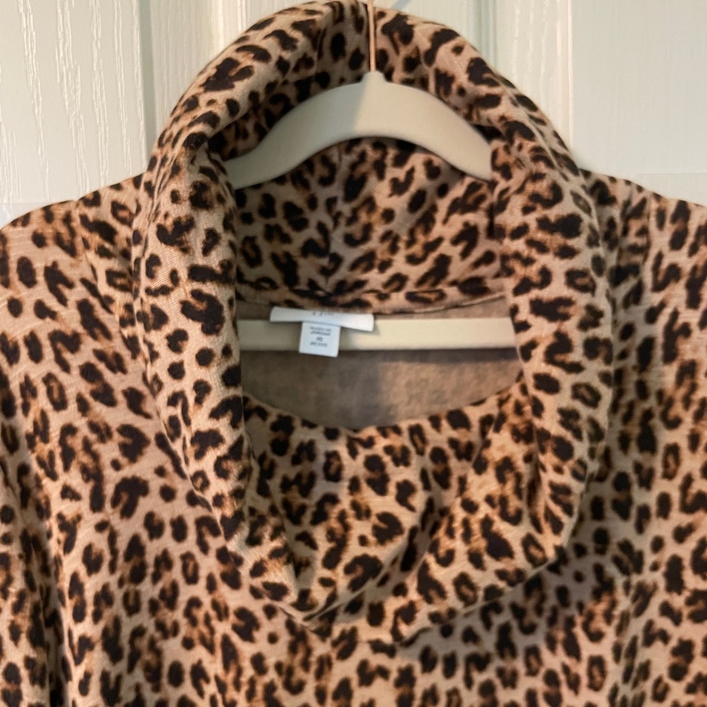 J. Jill Brown Leopard Print Cowl Neck Top